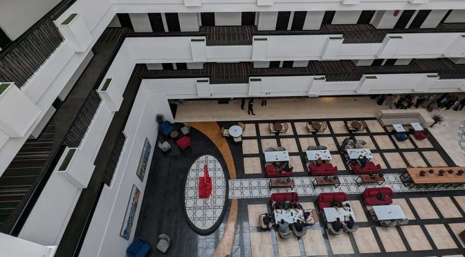 shows a top view of the dining hall at the Travelodge Hotel Ipoh