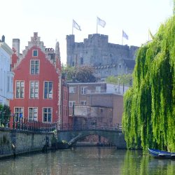 Shows the Castle of the Counts in the background in Ghent Belgium - 15 things to do in Ghent, Belgium